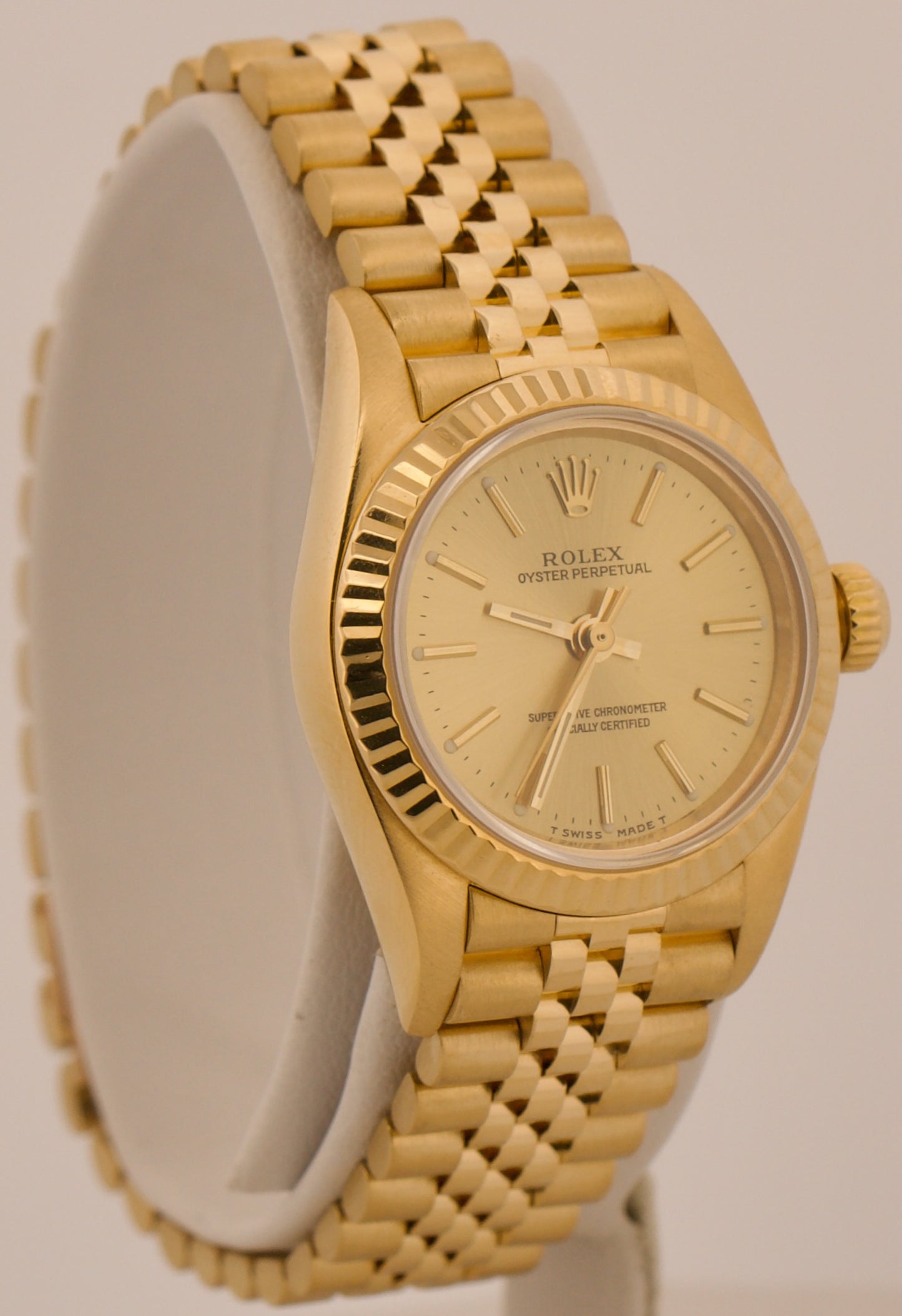 2000 PAPERS Rolex Oyster Perpetual 24mm CHAMPAGNE 18K Gold JUBILEE 76198 BOX