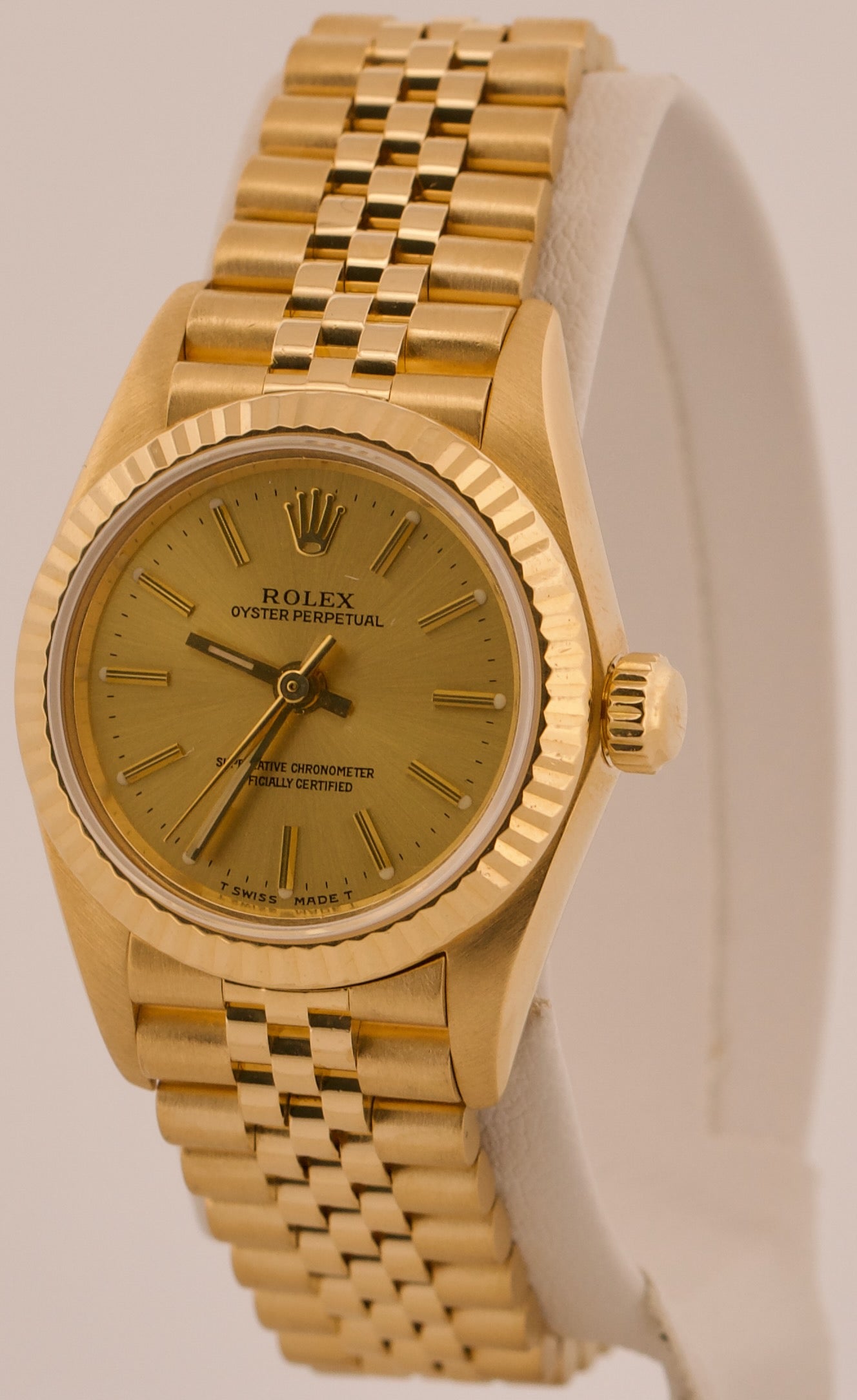 2000 PAPERS Rolex Oyster Perpetual 24mm CHAMPAGNE 18K Gold JUBILEE 76198 BOX