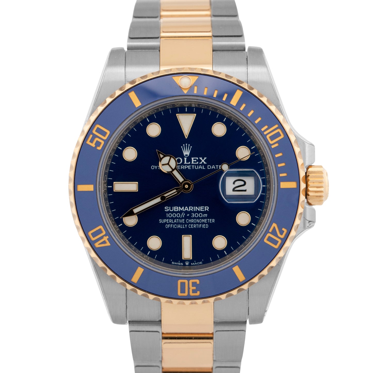 2022 PAPERS Rolex Submariner Date BLUE 41mm Ceramic 18K Gold Steel 126613 LB BOX