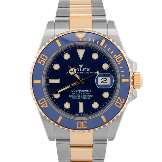 2022 PAPERS Rolex Submariner Date BLUE 41mm Ceramic 18K Gold Steel 126613 LB BOX