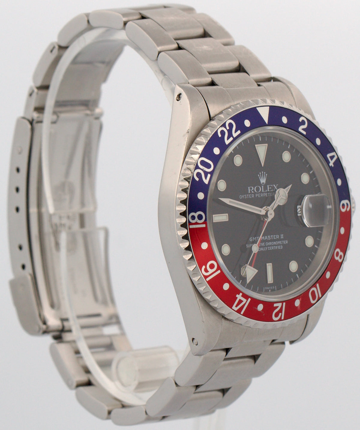 1999 Rolex GMT-Master II 16710 40mm Pepsi Red Blue Black Steel Swiss-Only Box