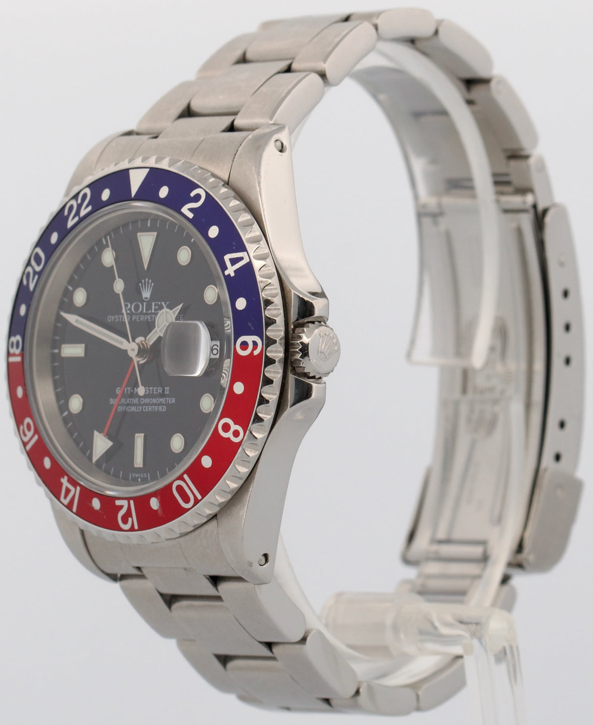 1999 Rolex GMT-Master II 16710 40mm Pepsi Red Blue Black Steel Swiss-Only Box