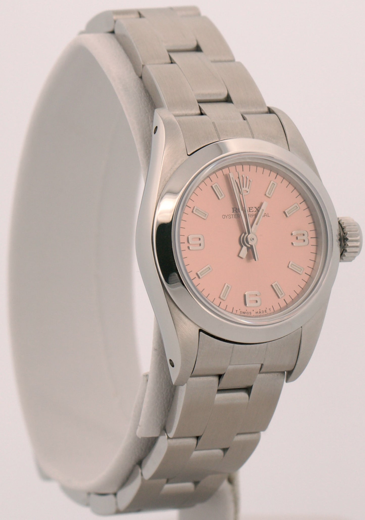 1991 Rolex Oyster Perpetual 24mm PINK 3-6-9 Stainless Steel Oyster Smooth 76080