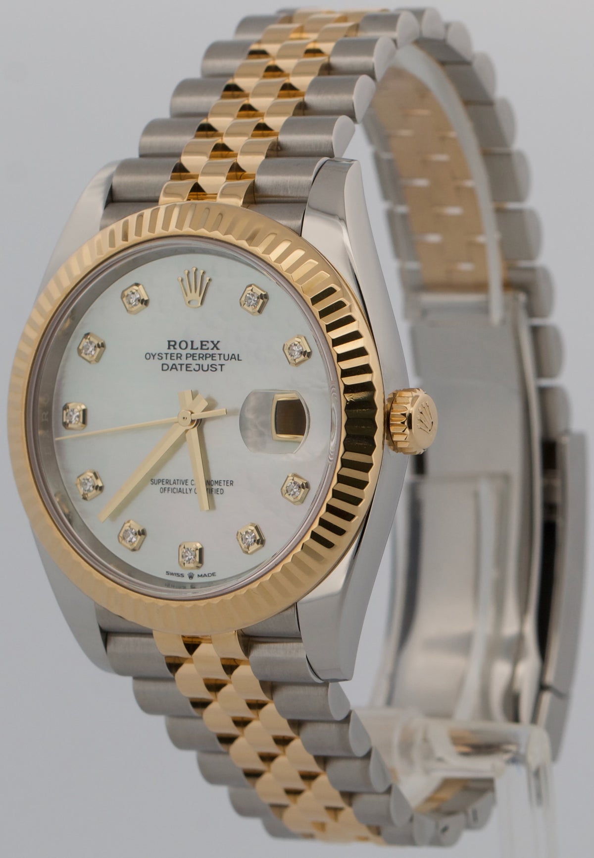 Rolex DateJust 41 126333 Mother of Pearl Diamond Steel 18K Gold 41mm Jubilee Box
