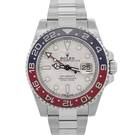STICKERED PAPERS Rolex GMT-Master II PEPSI METEORITE 18K Gold 126719 BLRO BOX