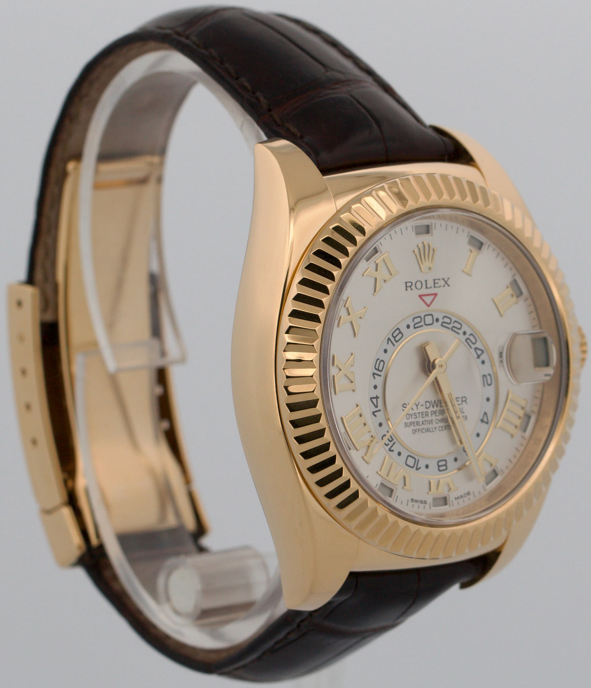 2016 Rolex Sky-Dweller 326138 42mm Silver Arabic 18K Yellow Gold Box Papers