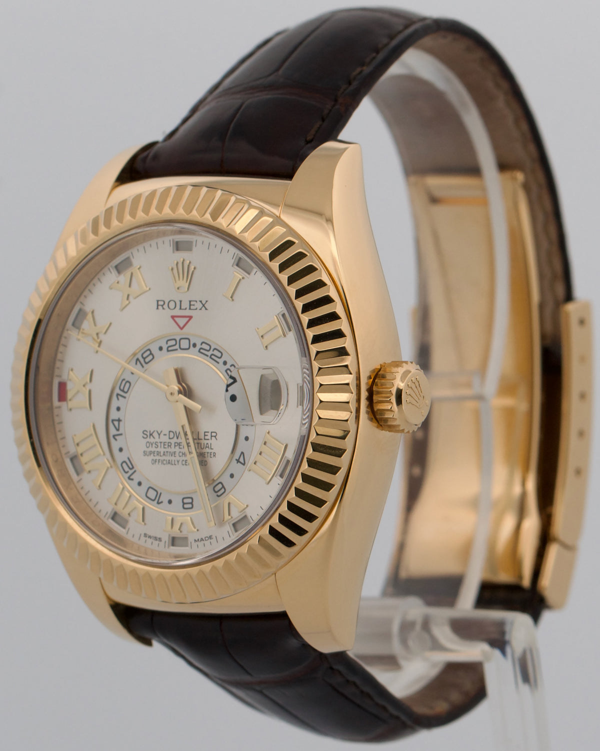2016 Rolex Sky-Dweller 326138 42mm Silver Arabic 18K Yellow Gold Box Papers