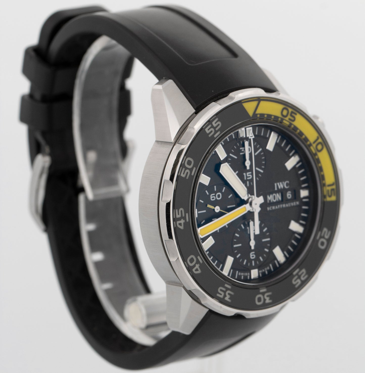 PAPERS IWC Aquatimer Chronograph Steel 45mm Yellow Day Date Watch IW376709 BOX