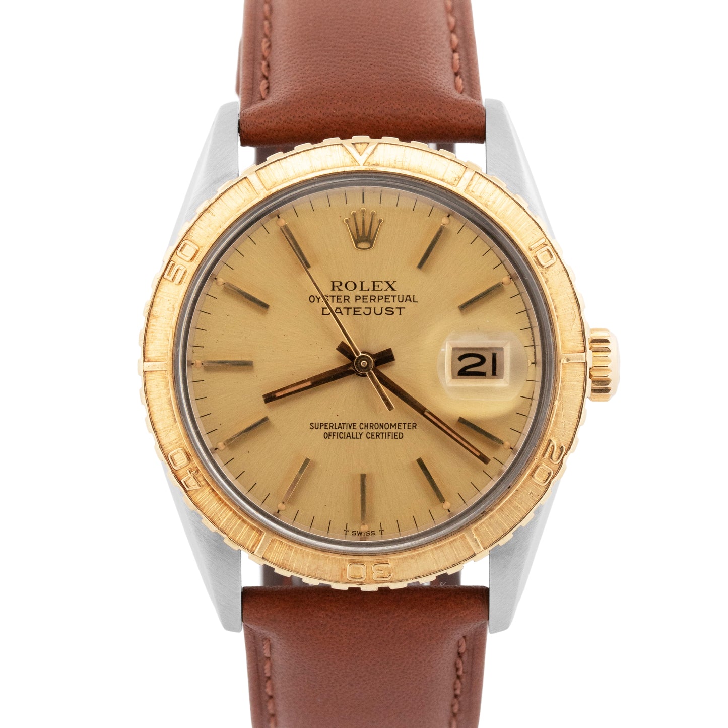 1984 PAPERS Rolex DateJust 36mm Champagne Turn-O-Graph Steel Yellow Gold 16253