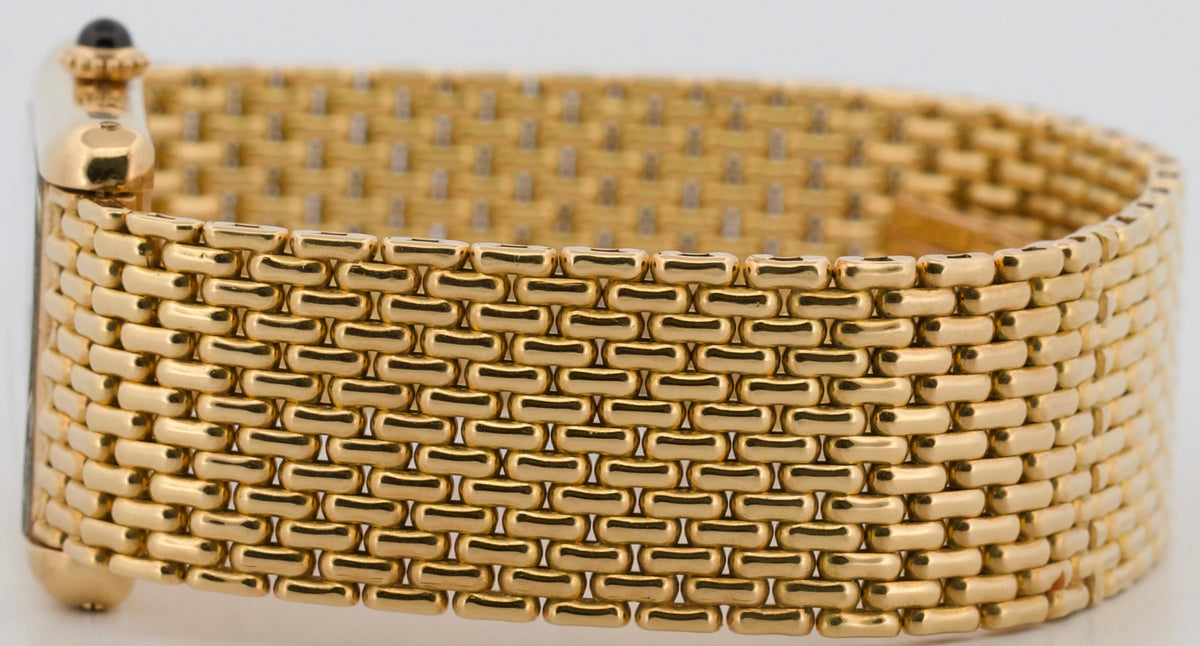 Cartier Tank Louis 78086 Beads of Rice White Roman 18k Yellow Gold 23mm Watch