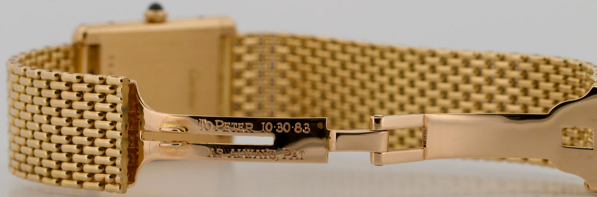 Cartier Tank Louis 78086 Beads of Rice White Roman 18k Yellow Gold 23mm Watch