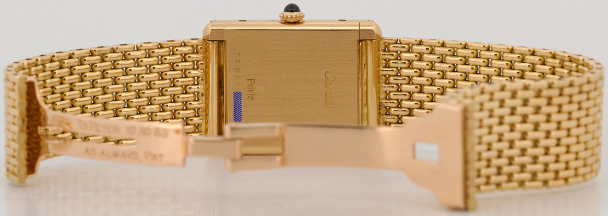 Cartier Tank Louis 78086 Beads of Rice White Roman 18k Yellow Gold 23mm Watch