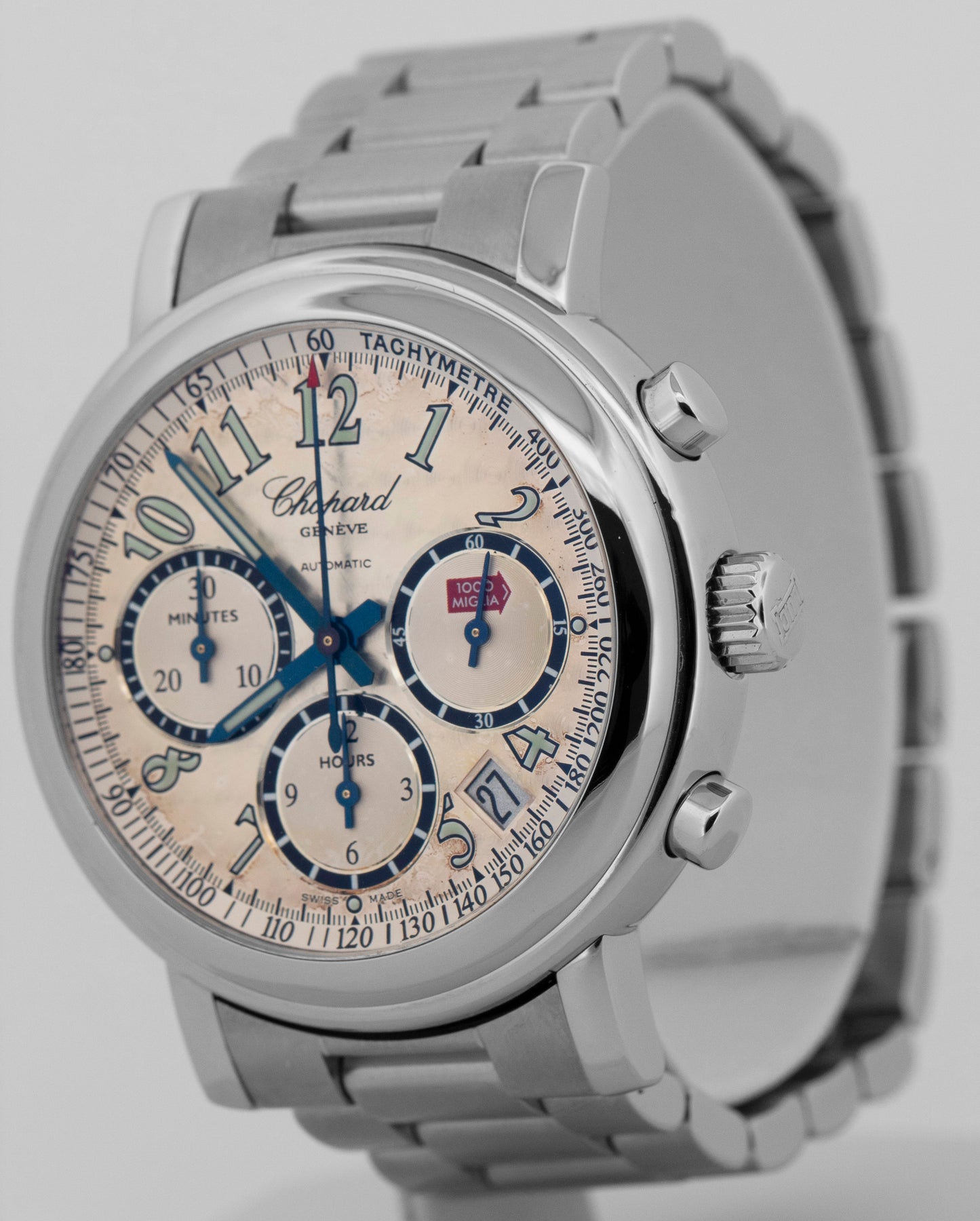 Chopard Mille Miglia Chronograph Silver Stainless Steel 39mm Watch 8331 BOX