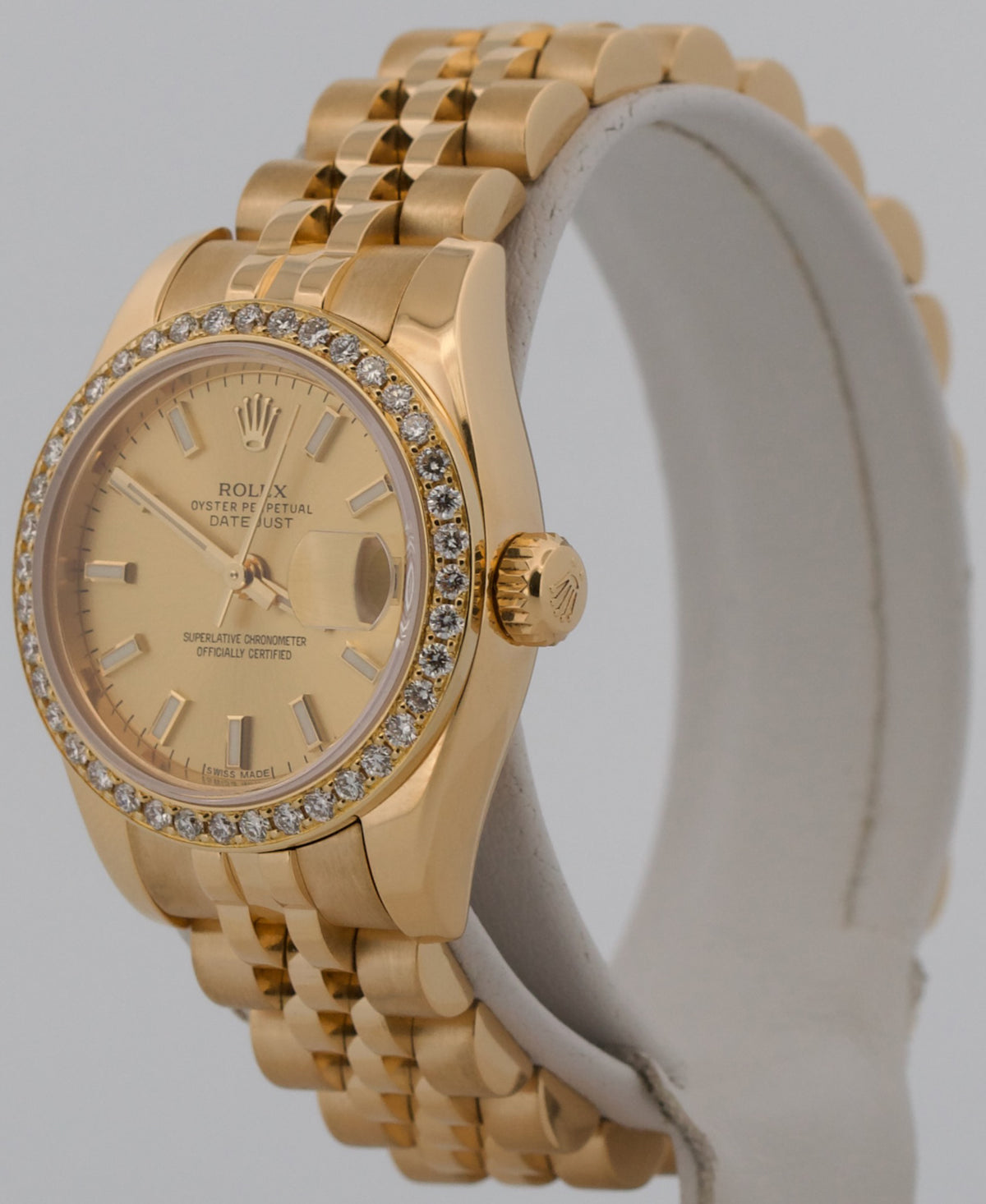 2022 RSC Rolex DateJust 179178 Champagne Diamond 18K Jubilee 26mm Box Papers