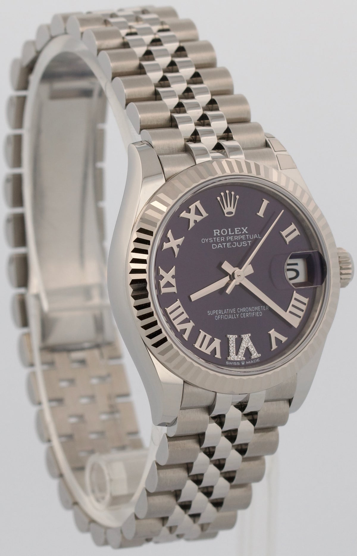 New 2026 Rolex Datejust 278274 Aubergine Purple Diamond Steel 31mm Box Papers