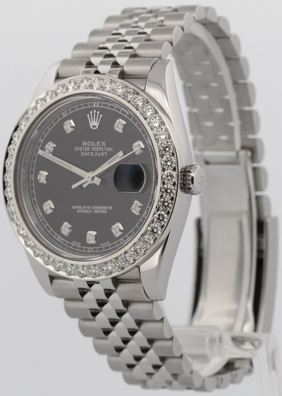 Rolex Datejust 41 126334 Black Diamond 18K Gold Steel Jubilee 41mm Watch