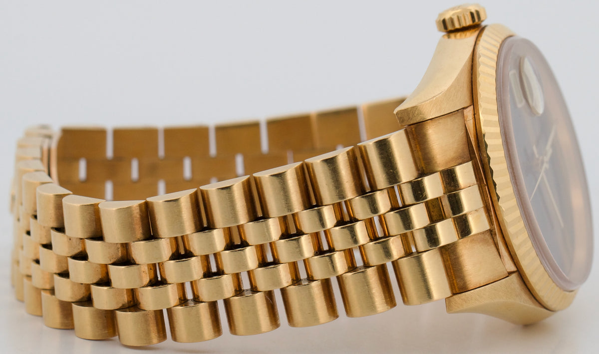 Unpolished Rolex DateJust 16238 36mm Tiger Eye 18K Yellow Gold Jubilee Watch