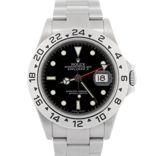 2013 PAPERS Rolex Explorer II 40mm 3186 BLACK REHAUT Steel 16570 Watch BOX