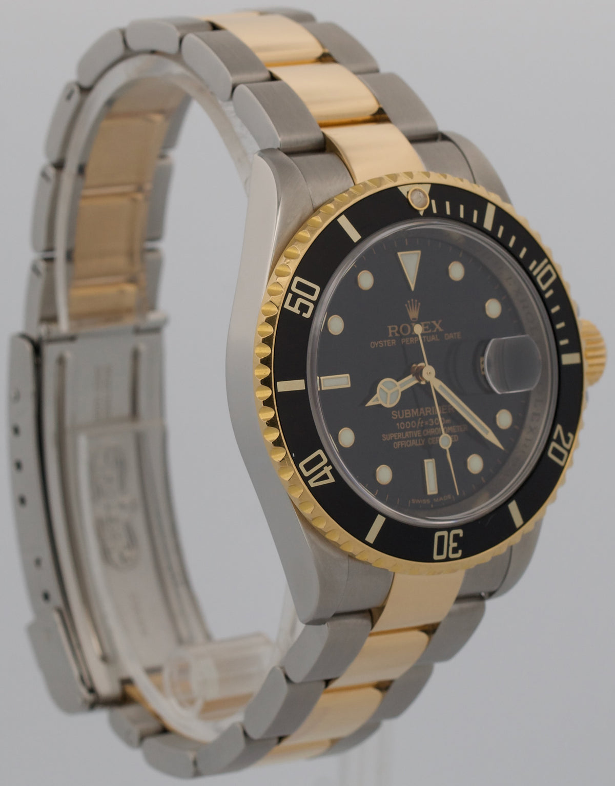 2008 Rolex Submariner Date 16613 Black 18K Steel No-Holes Rehaut 40mm Box Papers