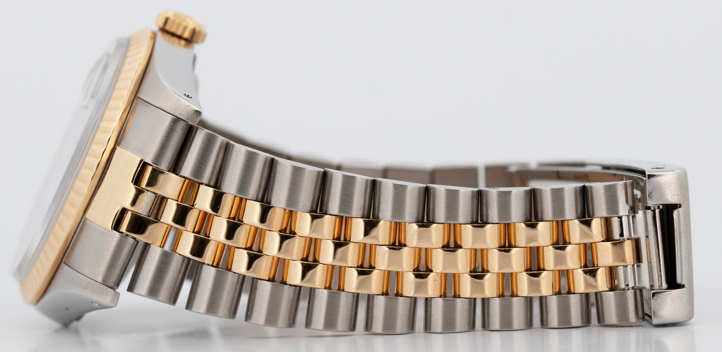 Rolex DateJust 36mm Black Two-Tone Steel JUBILEE 18K Yellow Gold Watch 16233