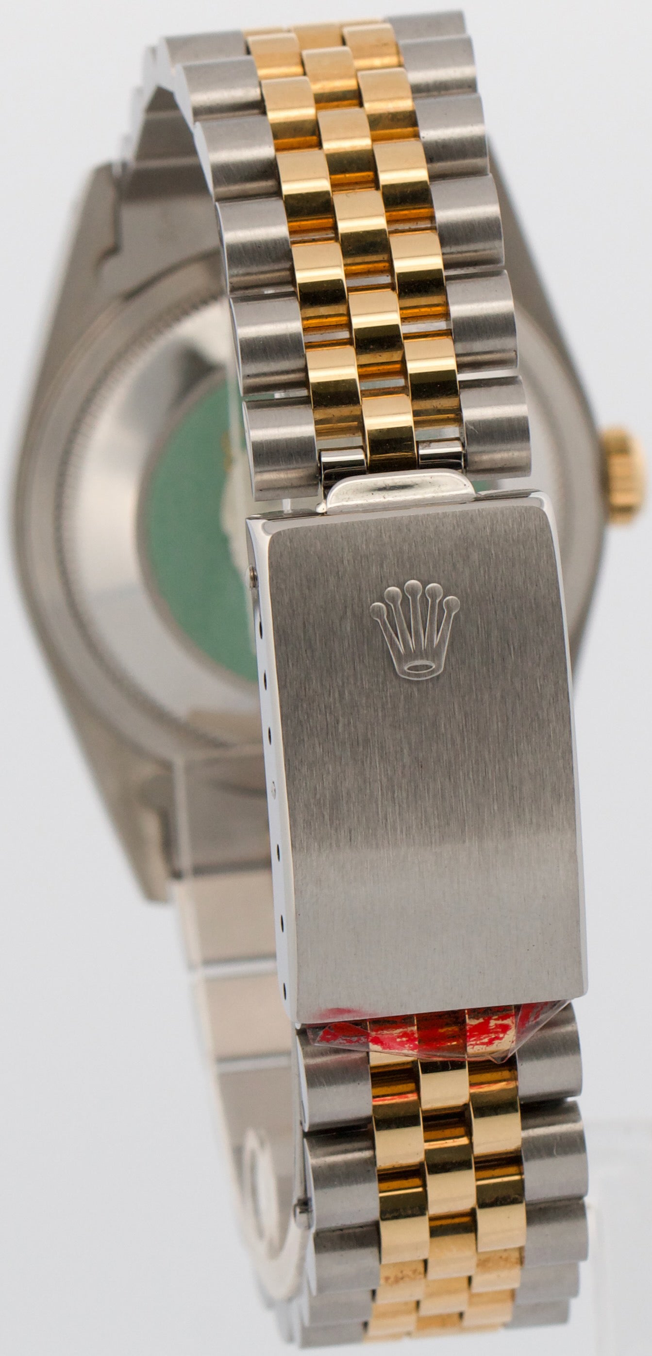 NOS 1993 PAPERS Rolex DateJust 36mm CHAMPAGNE TAPESTRY JUBILEE 18K 16233 BOX