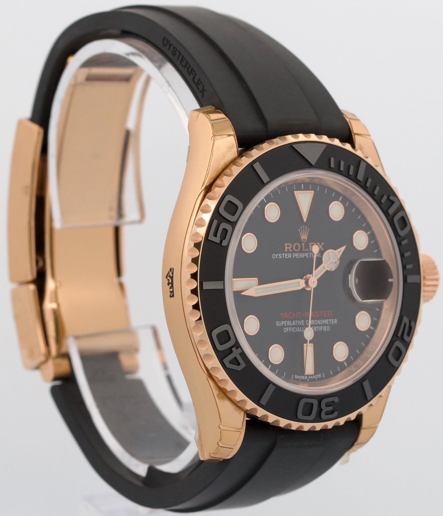 NEW STICKERED 2018 PAPERS Rolex Yacht-Master 18K Oysterflex NOS 40mm 116655 BOX