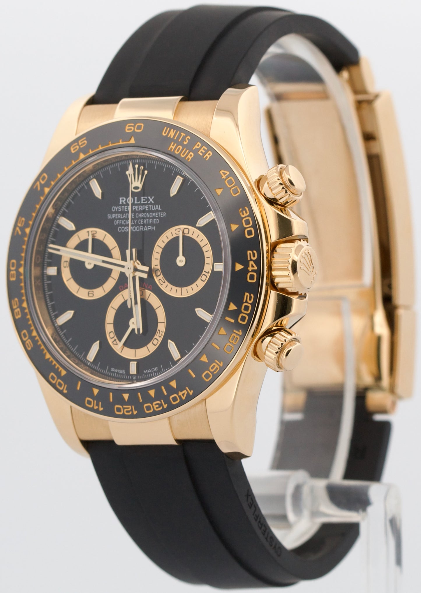 2024 PAPERS Rolex Daytona BLACK 18K Yellow Gold Oysterflex Rubber 126518 LN BOX