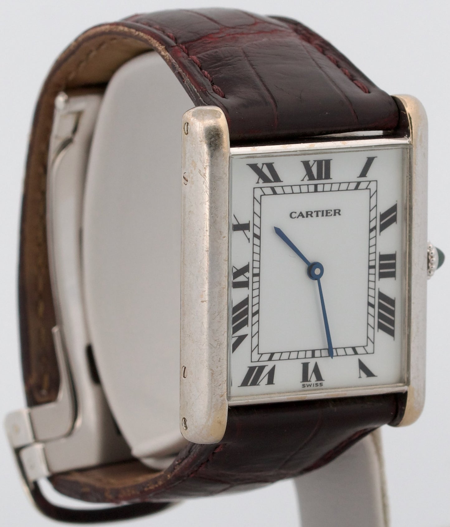 2026 SERVICE Cartier Tank Louis 28mm x 35mm 18K White Gold Leather Watch 17002