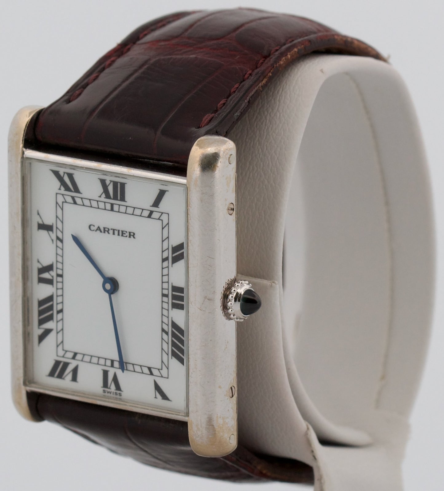 2026 SERVICE Cartier Tank Louis 28mm x 35mm 18K White Gold Leather Watch 17002