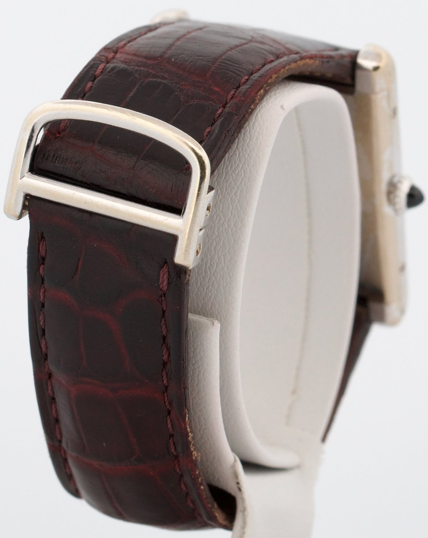2026 SERVICE Cartier Tank Louis 28mm x 35mm 18K White Gold Leather Watch 17002