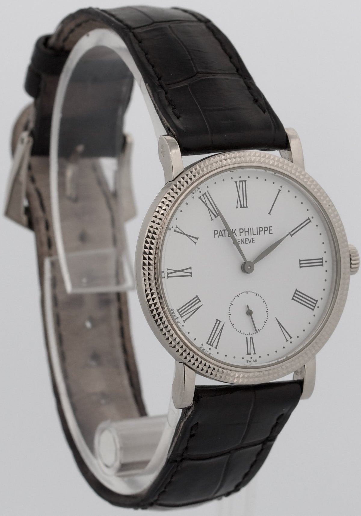 Patek Philippe Calatrava 5119G Hobnail 18K White Gold Roman Leather 36mm Watch