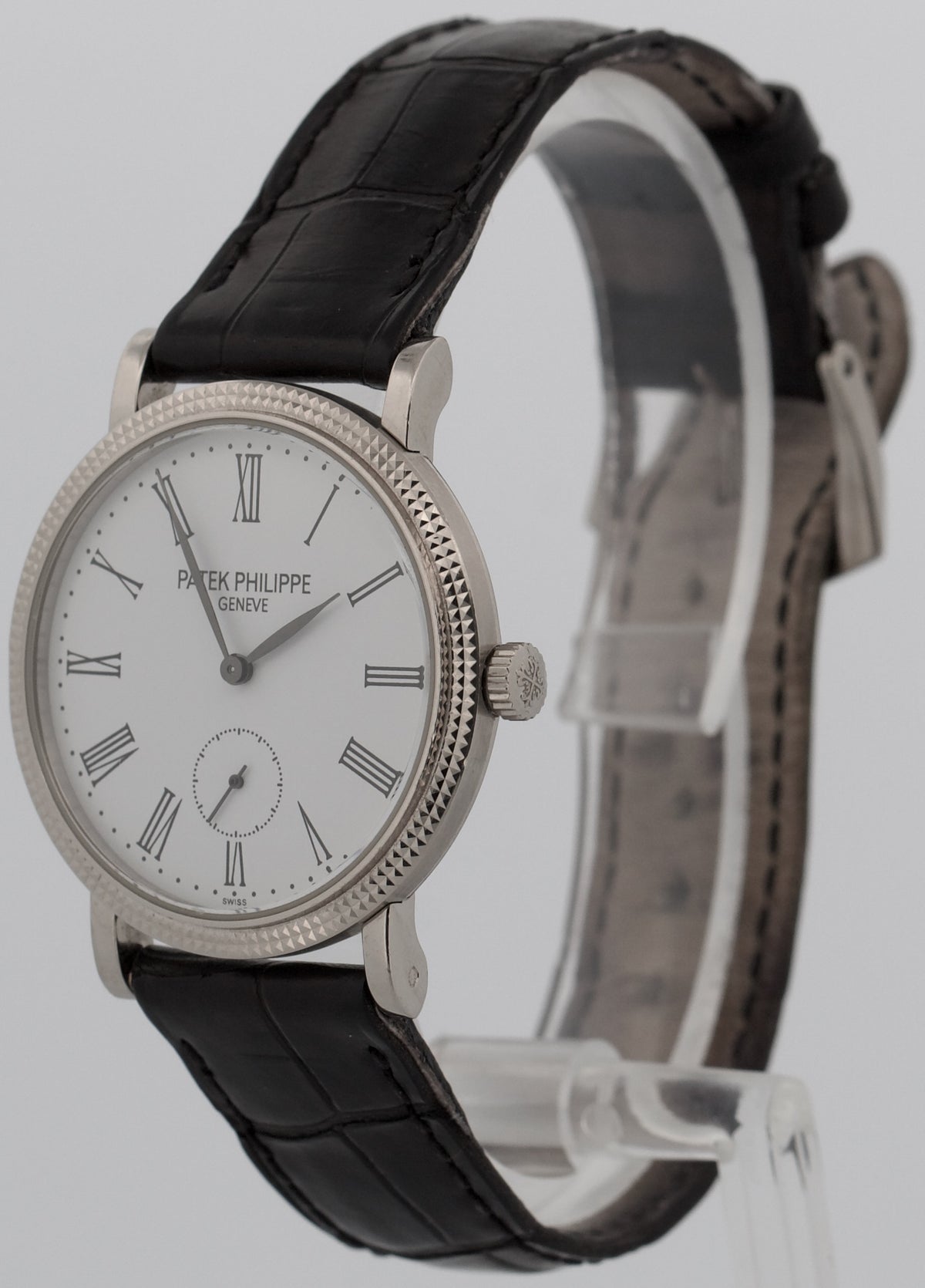 Patek Philippe Calatrava 5119G Hobnail 18K White Gold Roman Leather 36mm Watch