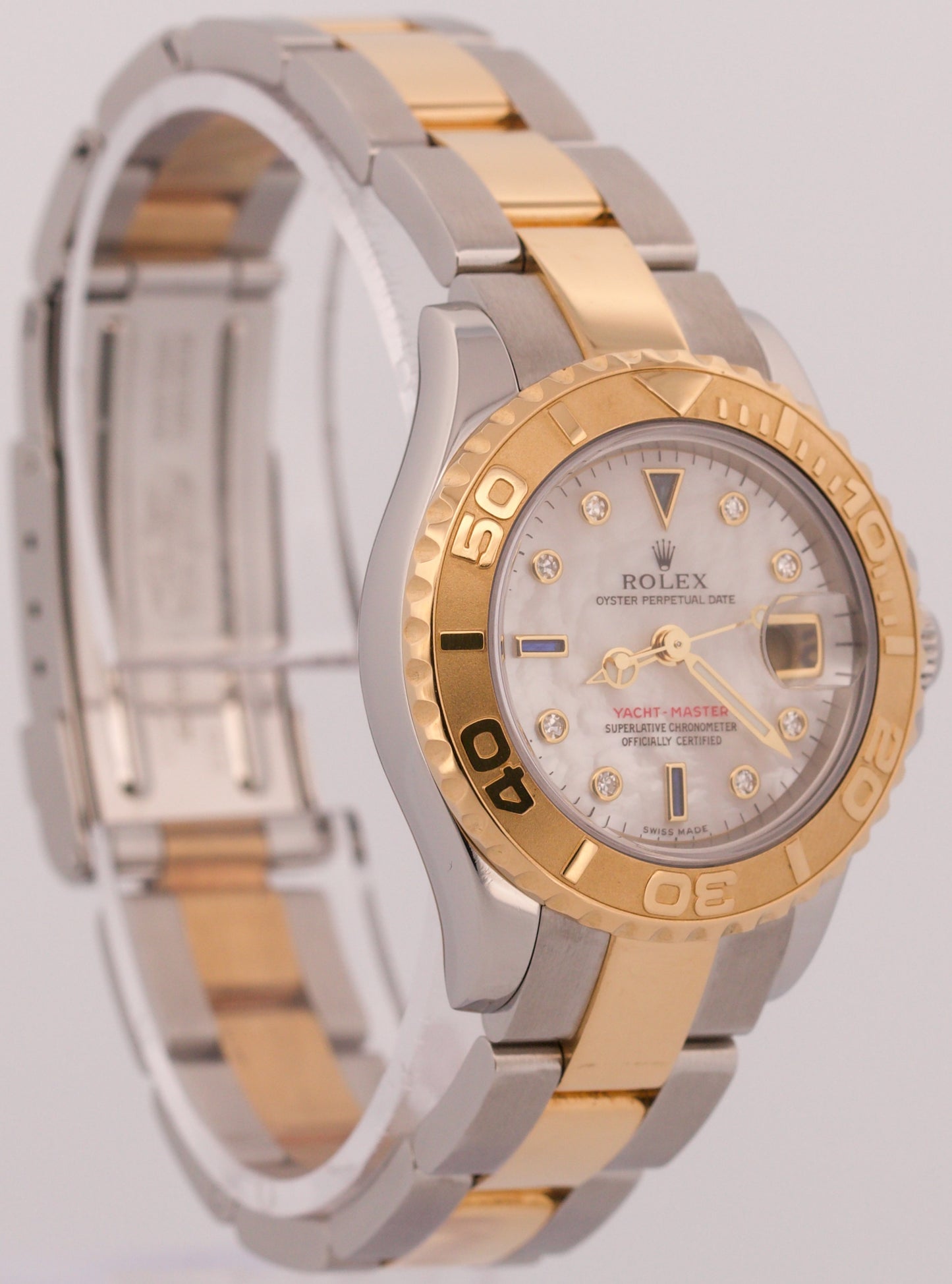 PAPERS Ladies Rolex Yacht-Master 29mm MOP DIAMOND 169623 18K Gold Steel BOX