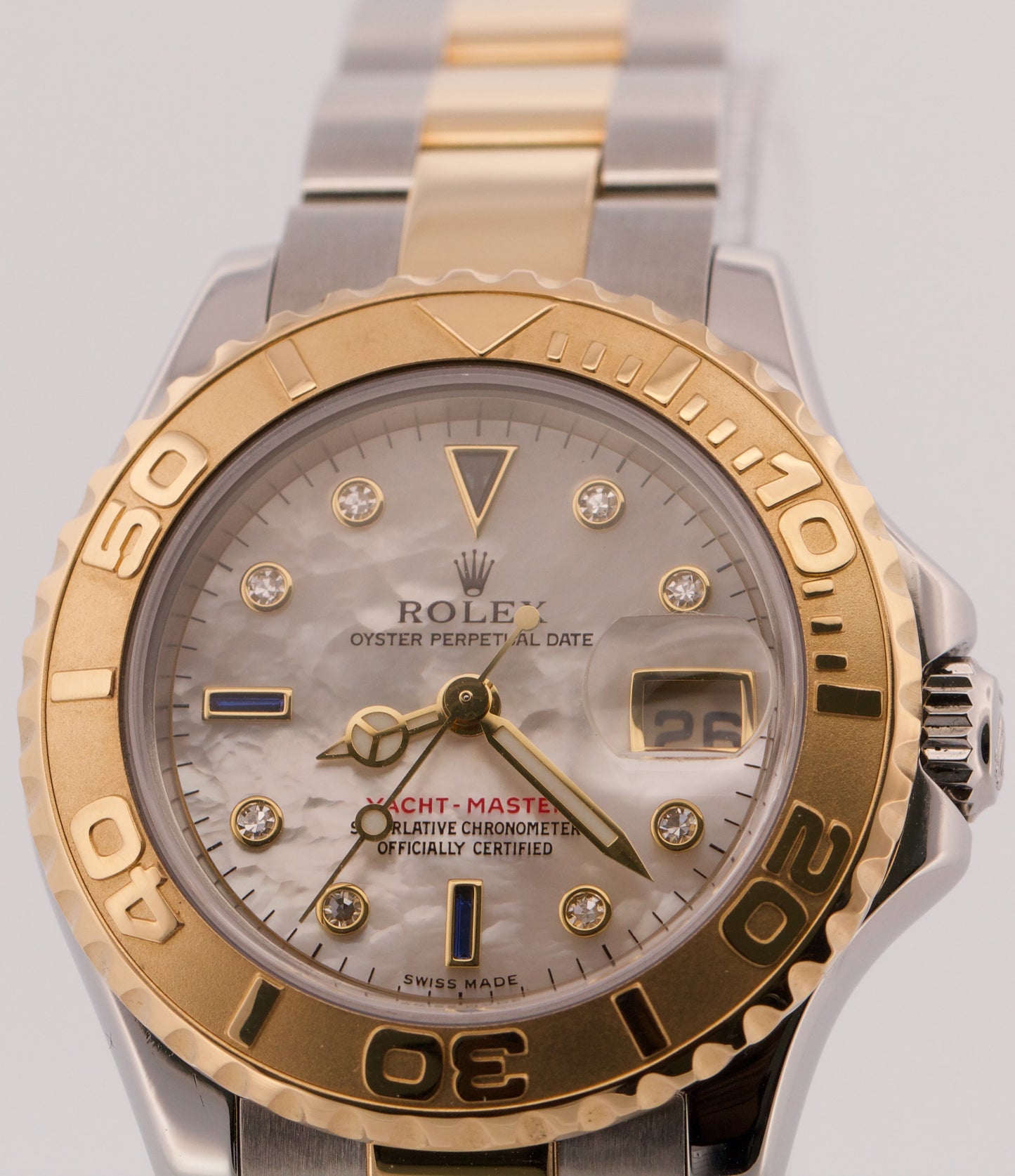 PAPERS Ladies Rolex Yacht-Master 29mm MOP DIAMOND 169623 18K Gold Steel BOX