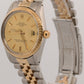Rolex Oyster Perpetual Date CHAMPAGNE 14K Gold Engine-Turned JUBILEE 34mm 15053