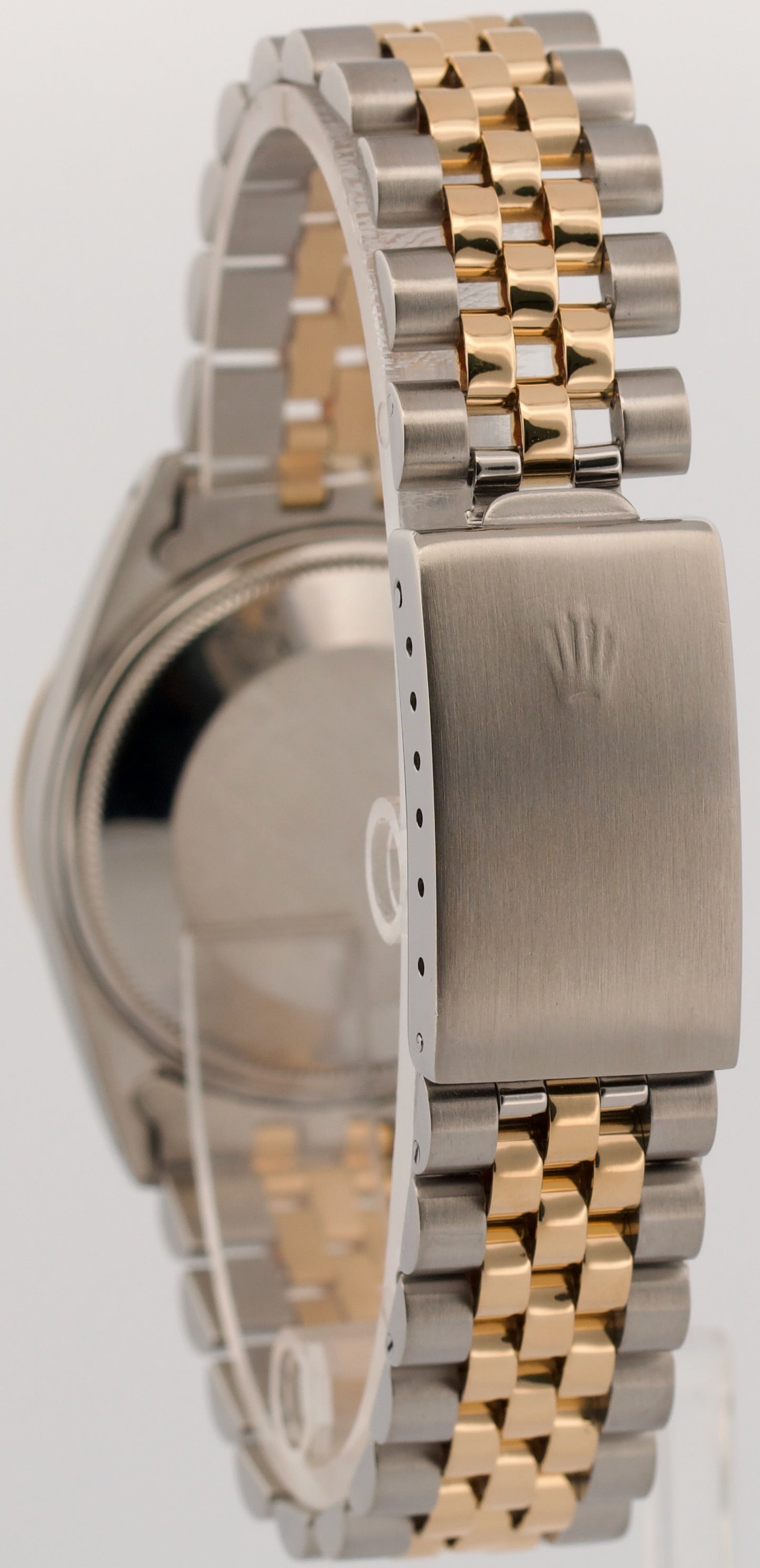 Rolex Oyster Perpetual Date CHAMPAGNE 14K Gold Engine-Turned JUBILEE 34mm 15053