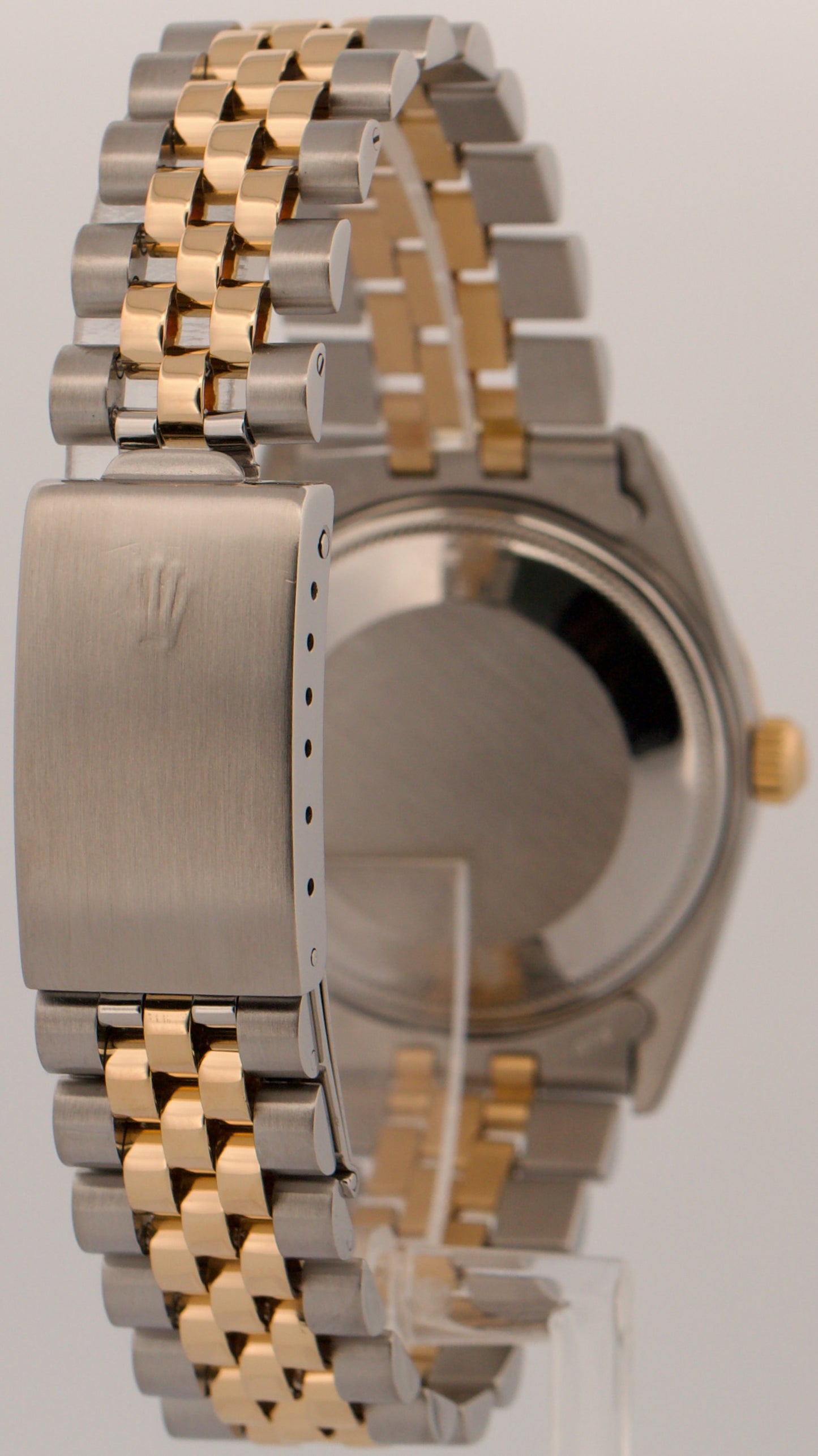 Rolex Oyster Perpetual Date CHAMPAGNE 14K Gold Engine-Turned JUBILEE 34mm 15053