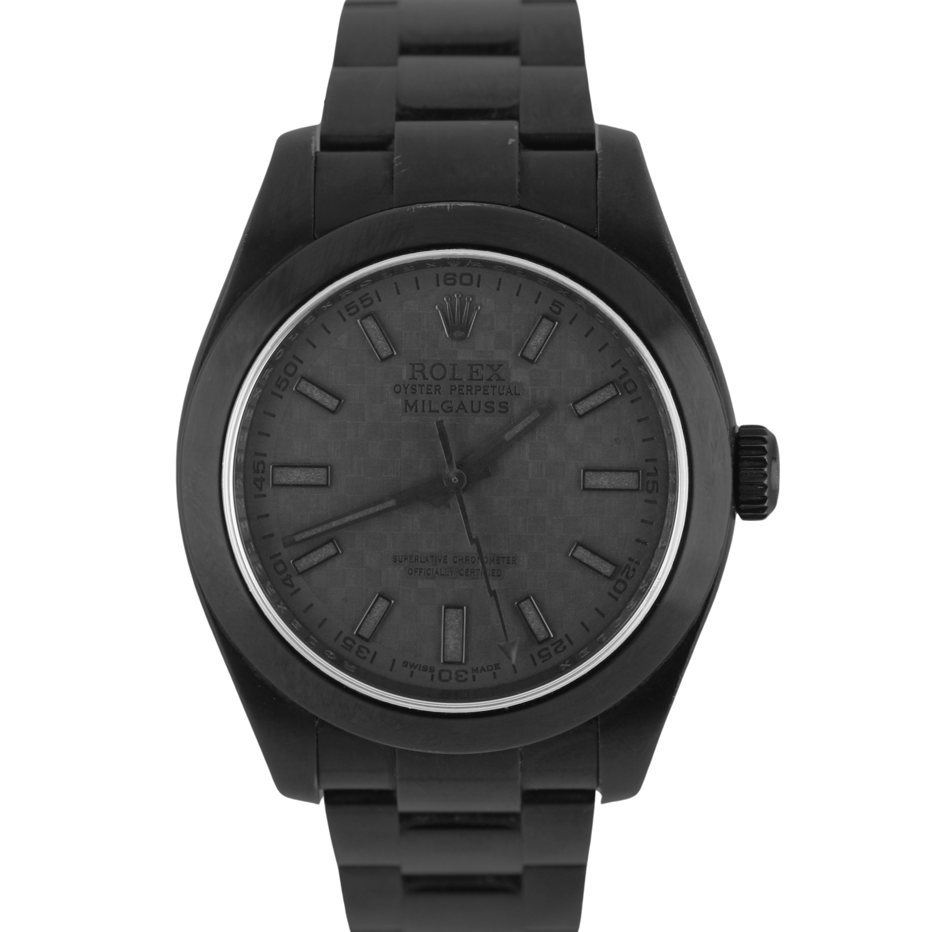 Aplot Watch Rolex Milgauss MAD Paris PVD Steel Phantom Matte Black 40mm 116400 Wat ...