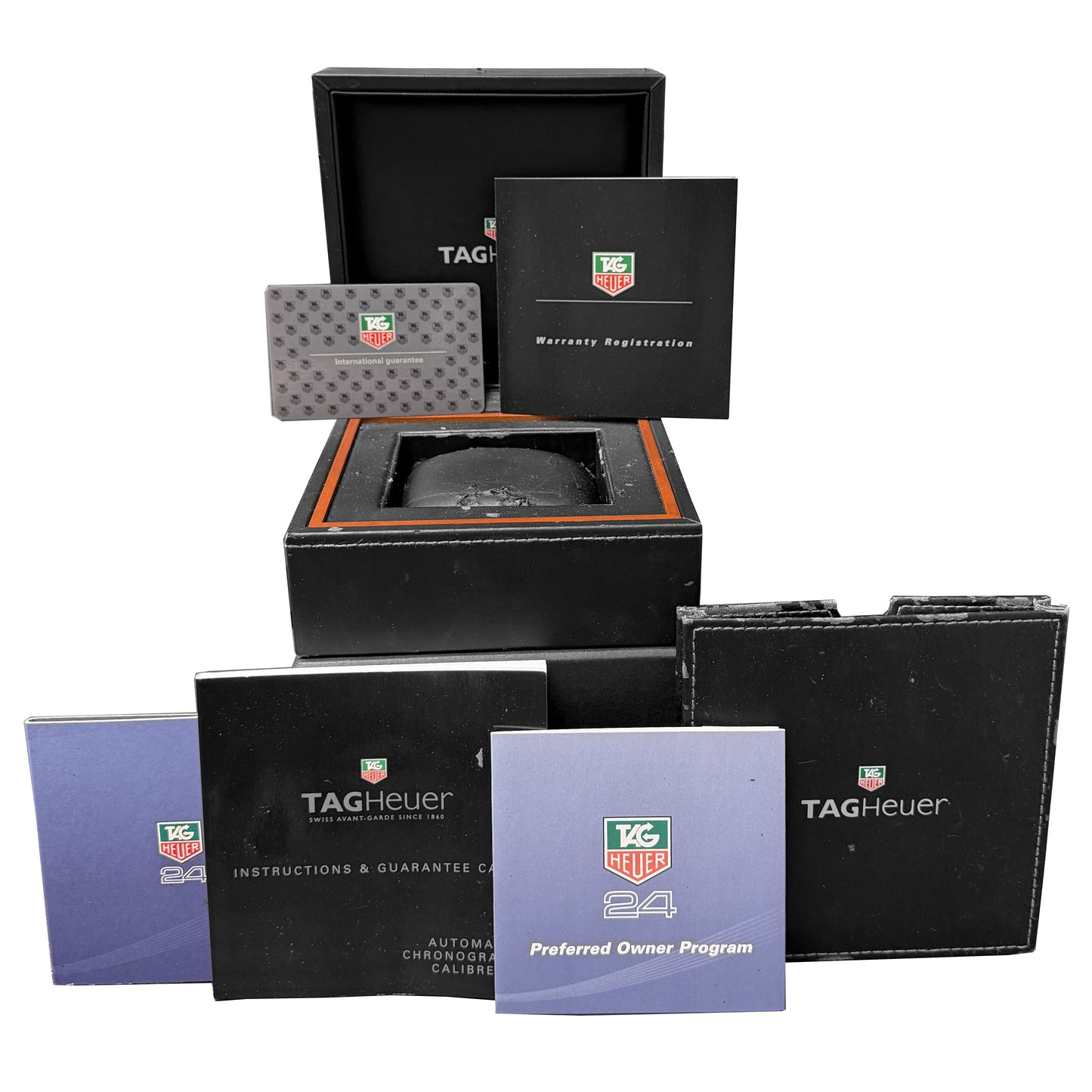 Tag Heuer Link Chronograph CJF2110-0 Black 42mm Stainless Steel Watch Box Papers