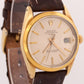 1987 PAPERS Rolex Oyster Perpetual Date 34mm Gold Leather SILVER Watch 15505 BOX