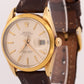1987 PAPERS Rolex Oyster Perpetual Date 34mm Gold Leather SILVER Watch 15505 BOX