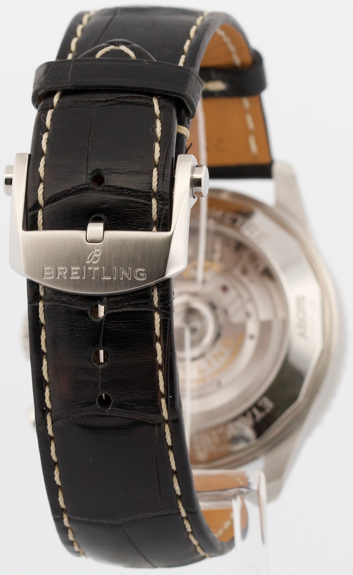 Breitling Aviator AB0119 B01 Chronograph Rhodium Leather Steel 43mm Box Papers