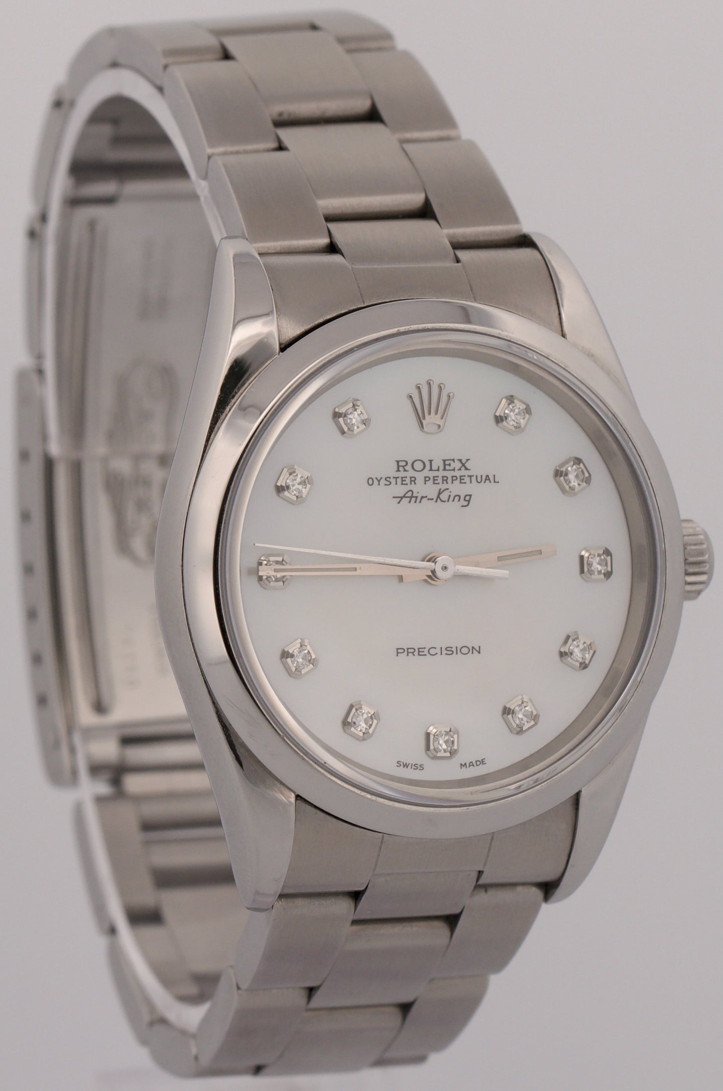 1999 Rolex Oyster Perpetual Air-King MOP DIAMOND Steel OYSTER 34mm 14000 Watch