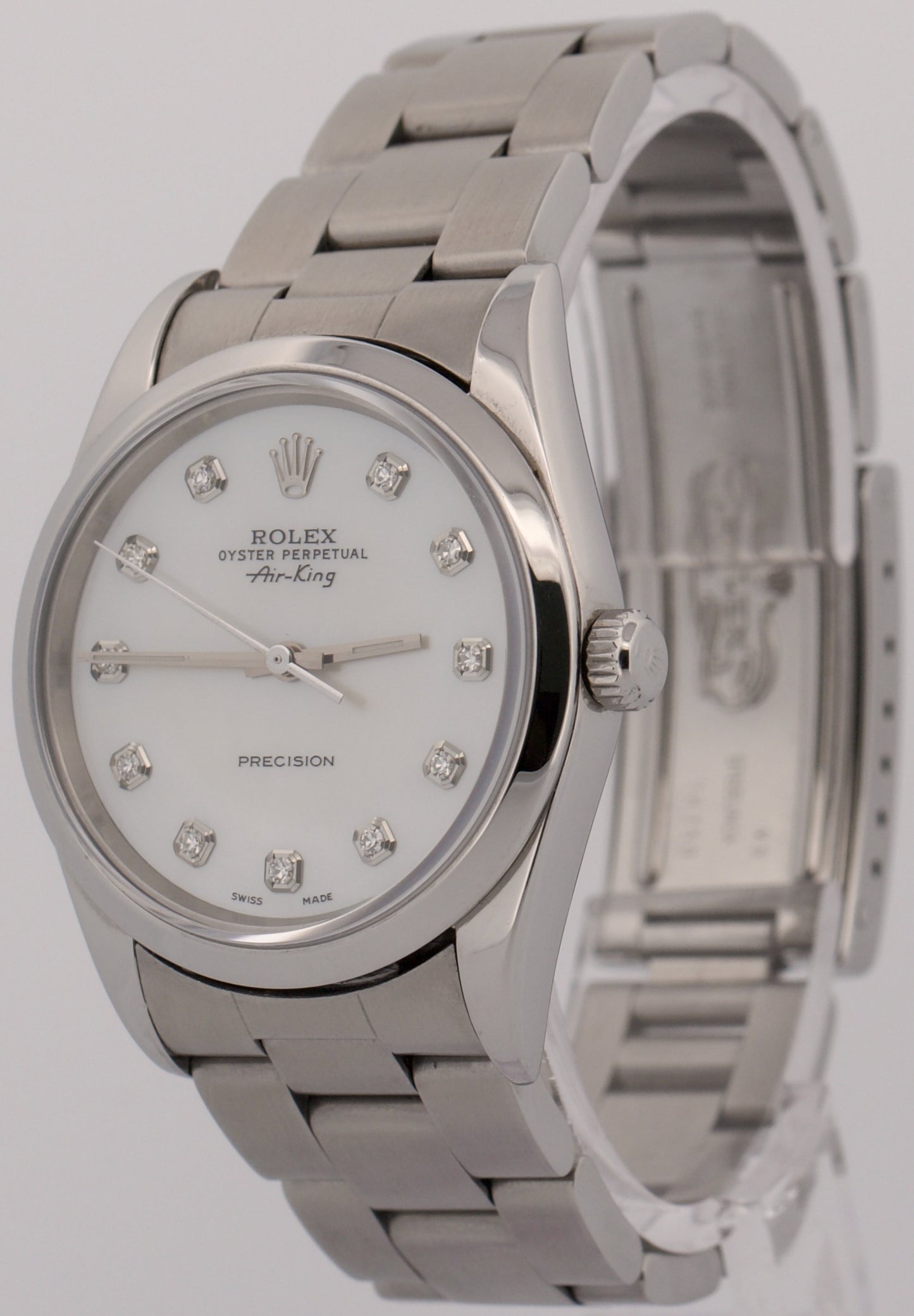 1999 Rolex Oyster Perpetual Air-King MOP DIAMOND Steel OYSTER 34mm 14000 Watch