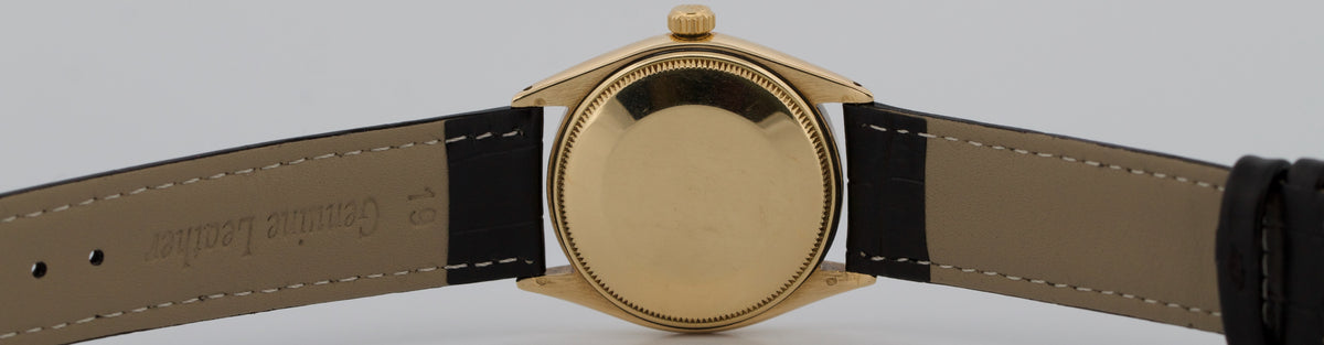 1961 Rolex Oyster Perpetual 1002 14K Yellow Gold Smooth 34mm Leather Watch
