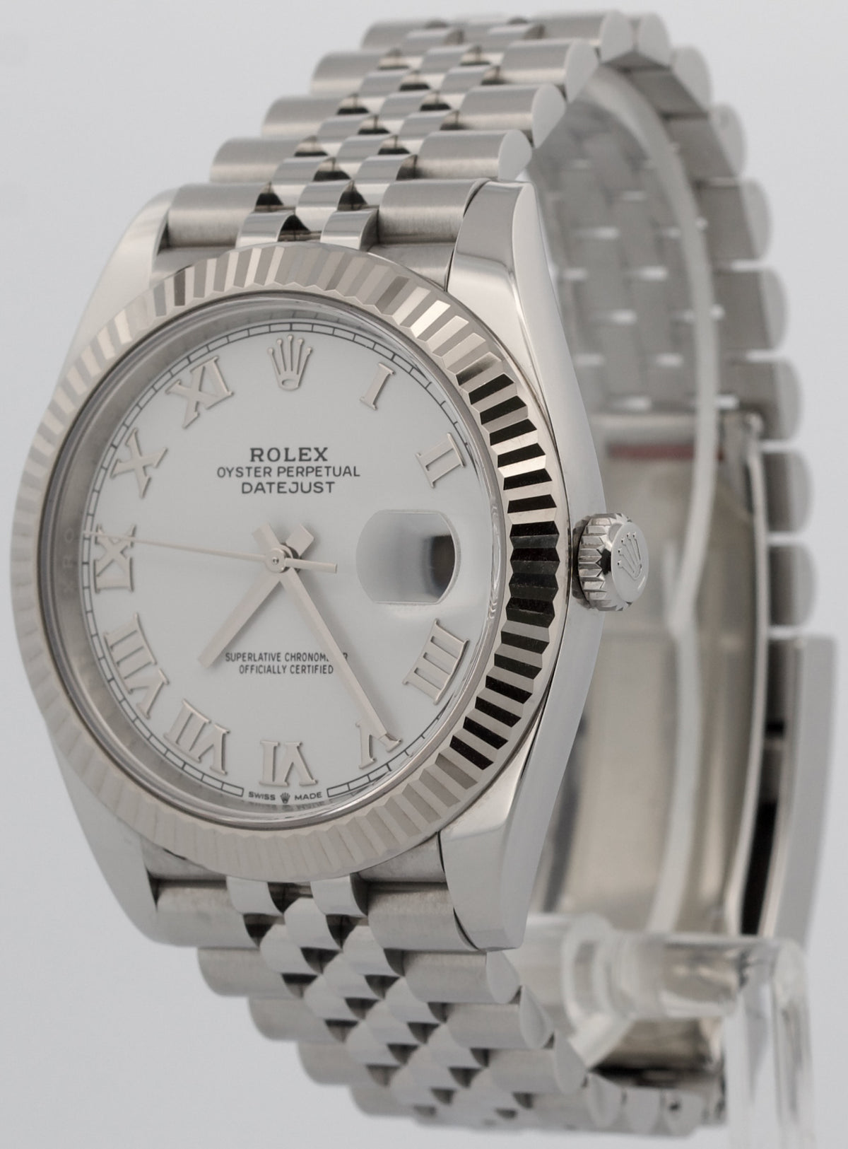 2023 Rolex DateJust 41 126334 White Roman 18K Gold Steel Jubilee 41mm Box Papers