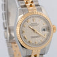 PAPERS Ladies Rolex DateJust IVORY PYRAMID ROMAN 18K 26mm JUBILEE 179173 BOX