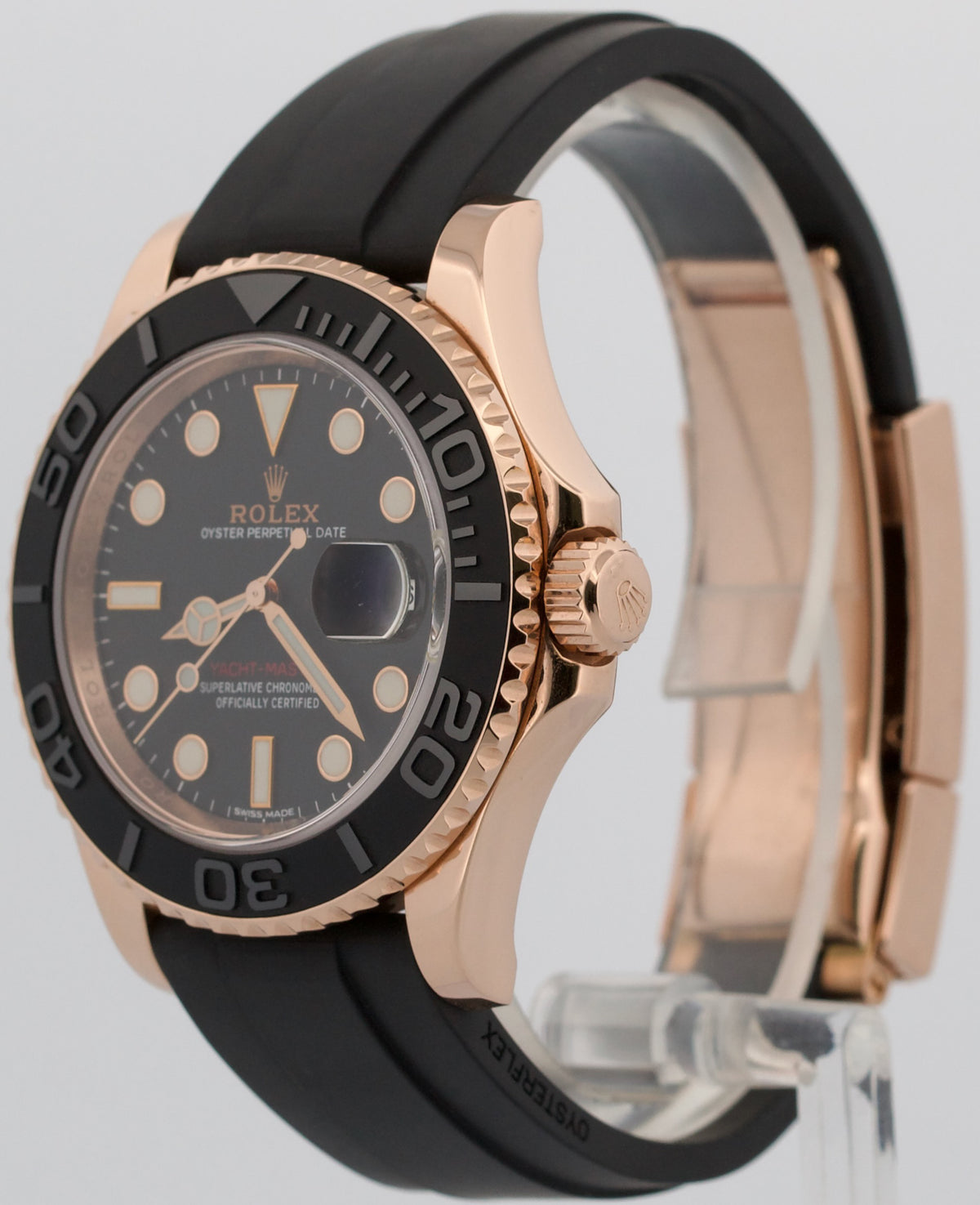 2026 CPO Rolex Yacht-Master 116655 Black 18K Rose Gold Oysterflex 40mm Watch