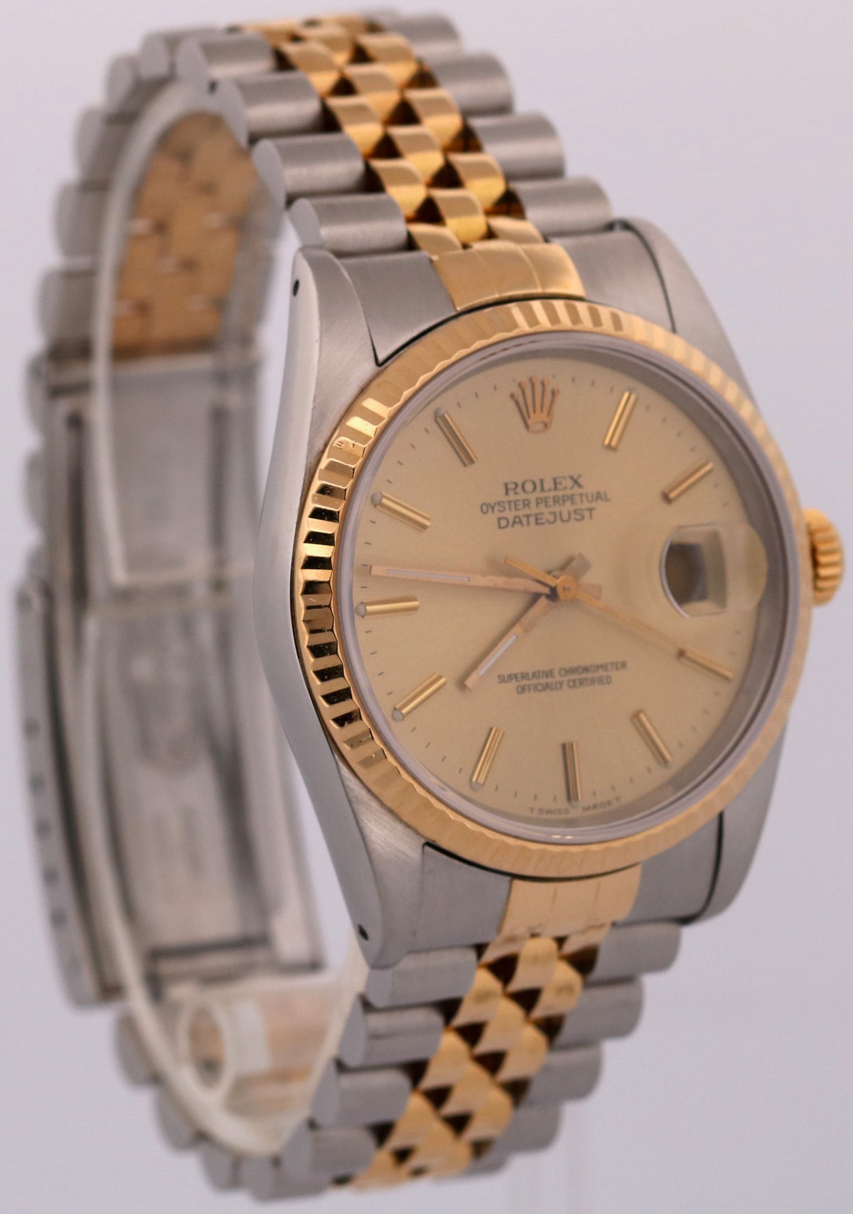 1988 Rolex DateJust 16233 36mm Champagne Two-Tone 18K Gold Steel Jubilee Watch