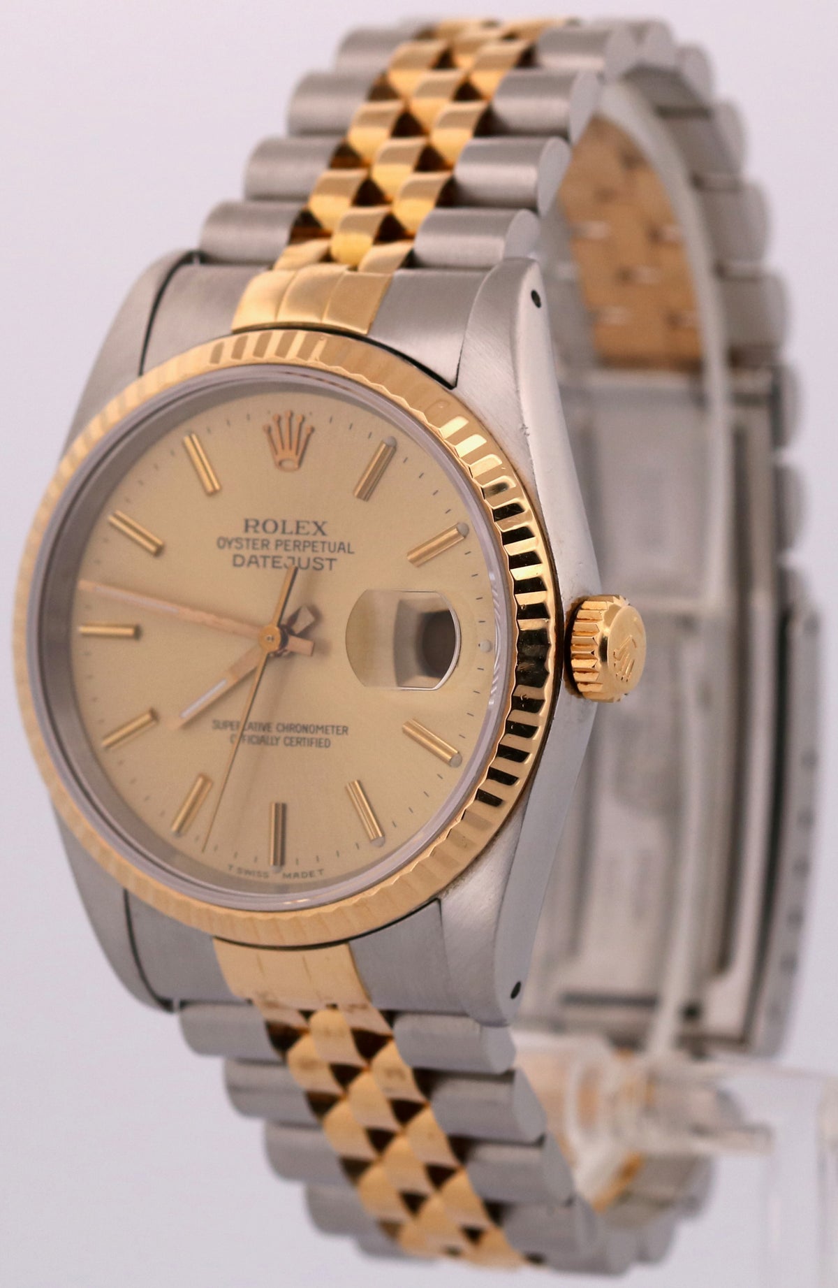 1988 Rolex DateJust 16233 36mm Champagne Two-Tone 18K Gold Steel Jubilee Watch